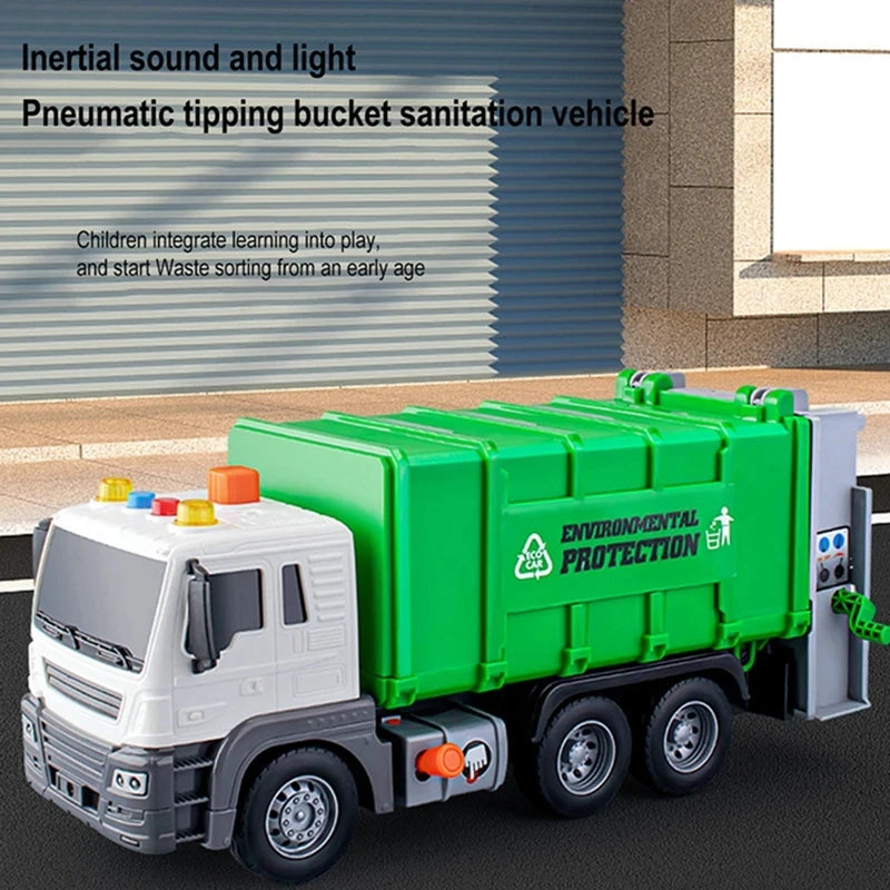 New Children Toys City Garbage Truck Model Diecast Plastics Garbage Sorting Sanitation Vehicle Car Sound Light Kids Xmas Gifts