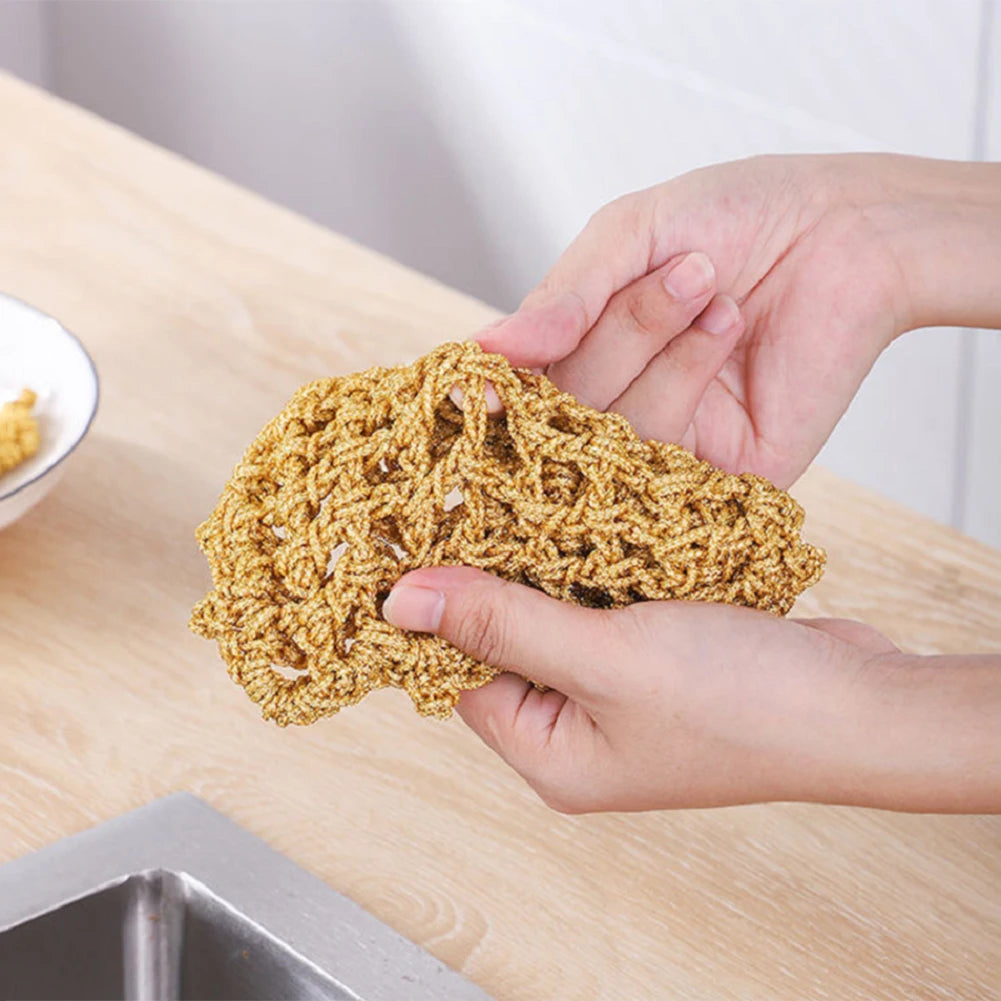 Gold Thread Dishwashing Cloth Spong Scouring Pad Household Dishes Cleaning Cloths Absorbent Scouring Dishcloth Cleaning Tool