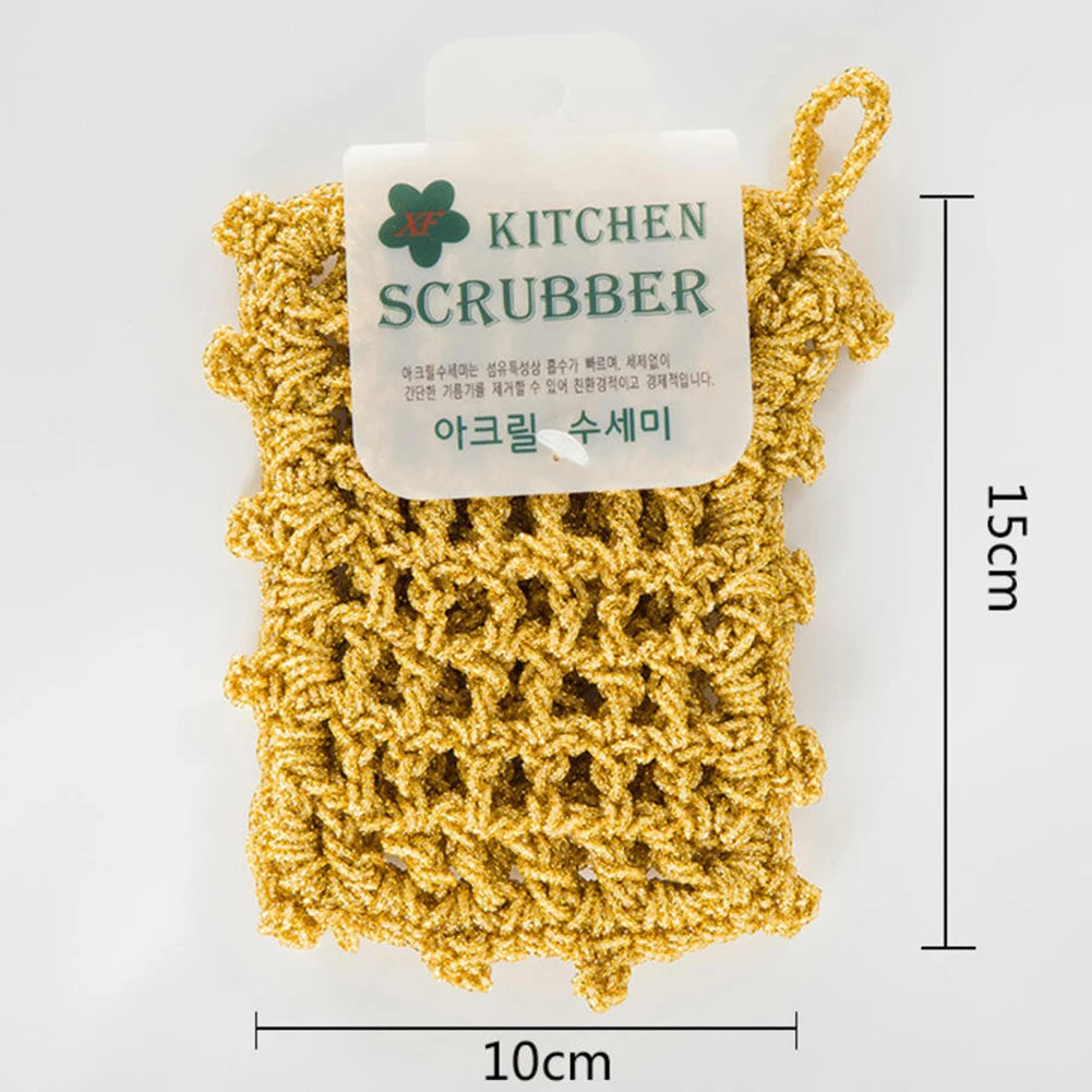 Gold Thread Dishwashing Cloth Spong Scouring Pad Household Dishes Cleaning Cloths Absorbent Scouring Dishcloth Cleaning Tool