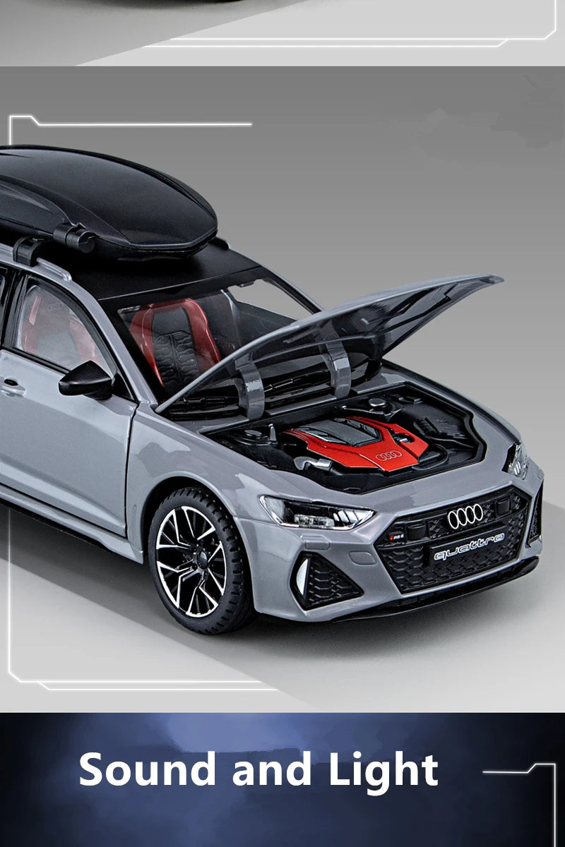 1/24 Audi RS6 Avant Station Wagon Alloy Car Model Diecast Metal Toy Vehicles Car Model Simulation Sound and Light Kids Toys Gift