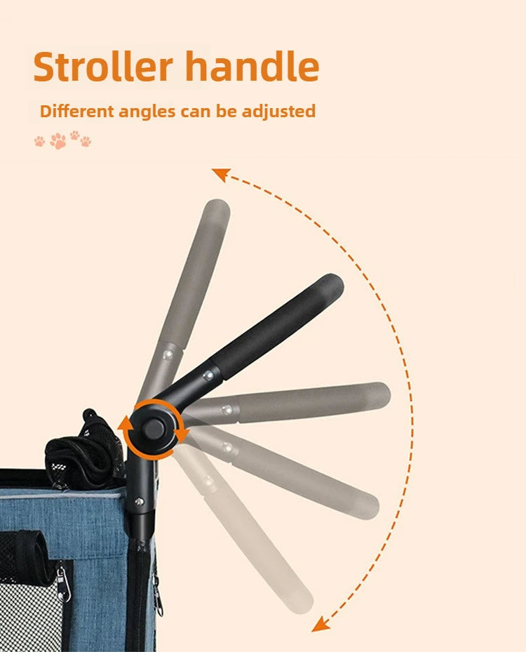 Large Dog Stroller Foldable Travel Portable Cat and Dogs  Strollers Strong and Durable Carriers Breathable Pet Products