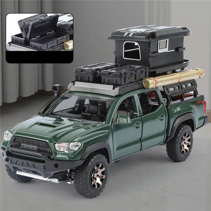 1/32 Tacoma Travel version Pickup Alloy Car Model Diecast Metal Off-Road Vehicles Car Model Sound Light Simulation Kids Toy Gift