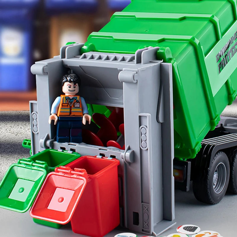 New Children Toys City Garbage Truck Model Diecast Plastics Garbage Sorting Sanitation Vehicle Car Sound Light Kids Xmas Gifts
