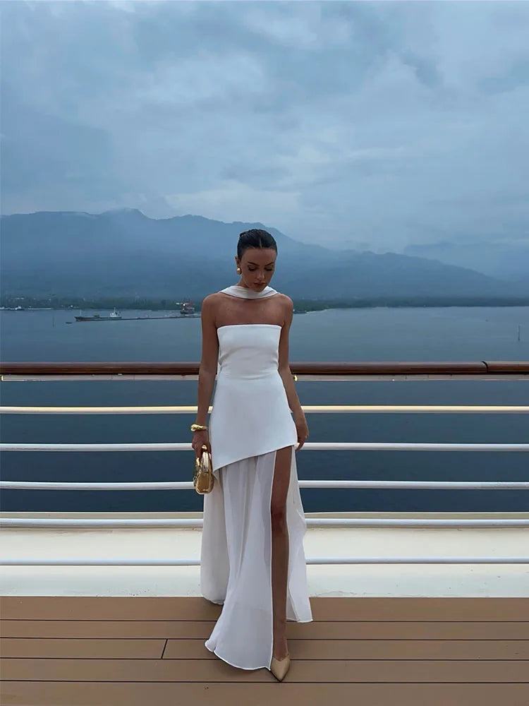 Booma Simple Sleeveless Wedding Dresses Side Split Satin Floor-Length Strapless Brides Gown Custom Made 2025