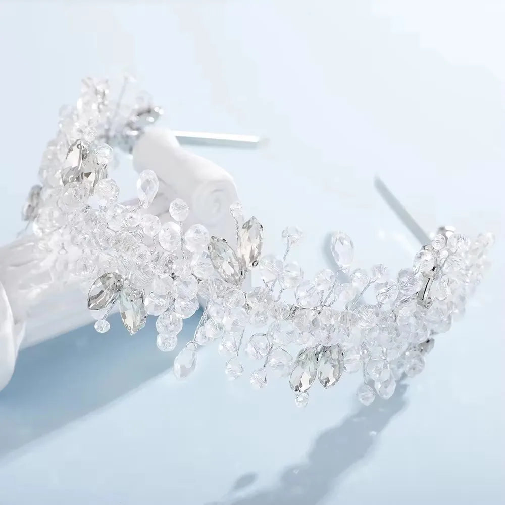 5 Colors Handmade Wedding Bride Luxury Red Blue Rhinestones Tiaras and Crowns Bridal Headband Costume Hair Accessories for Women