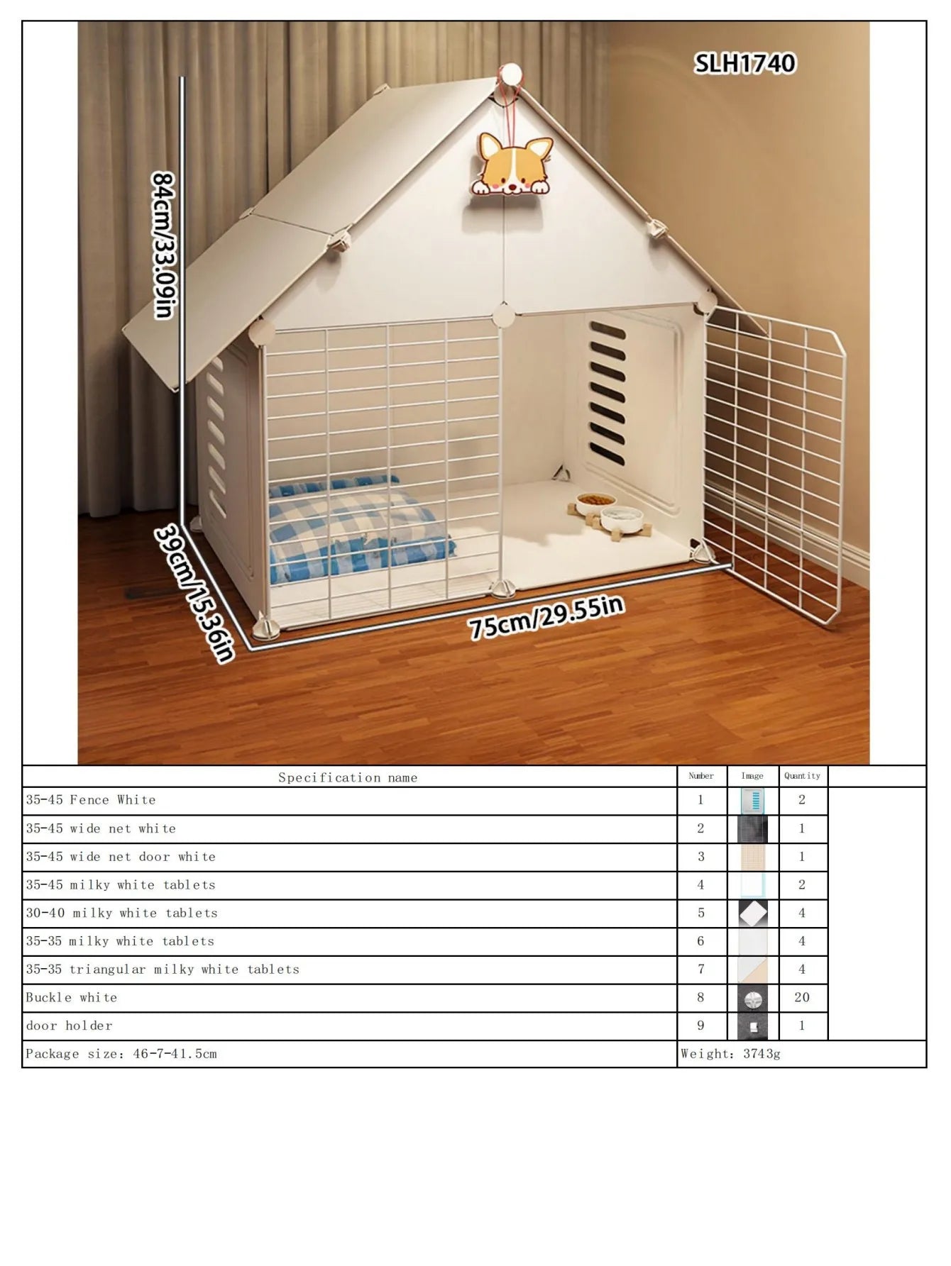 Dog Cage Small Dog Home Cat Villa Kennel One Bedroom One Bathroom One Living Room Pomeranian Teddy Corgi Dog House