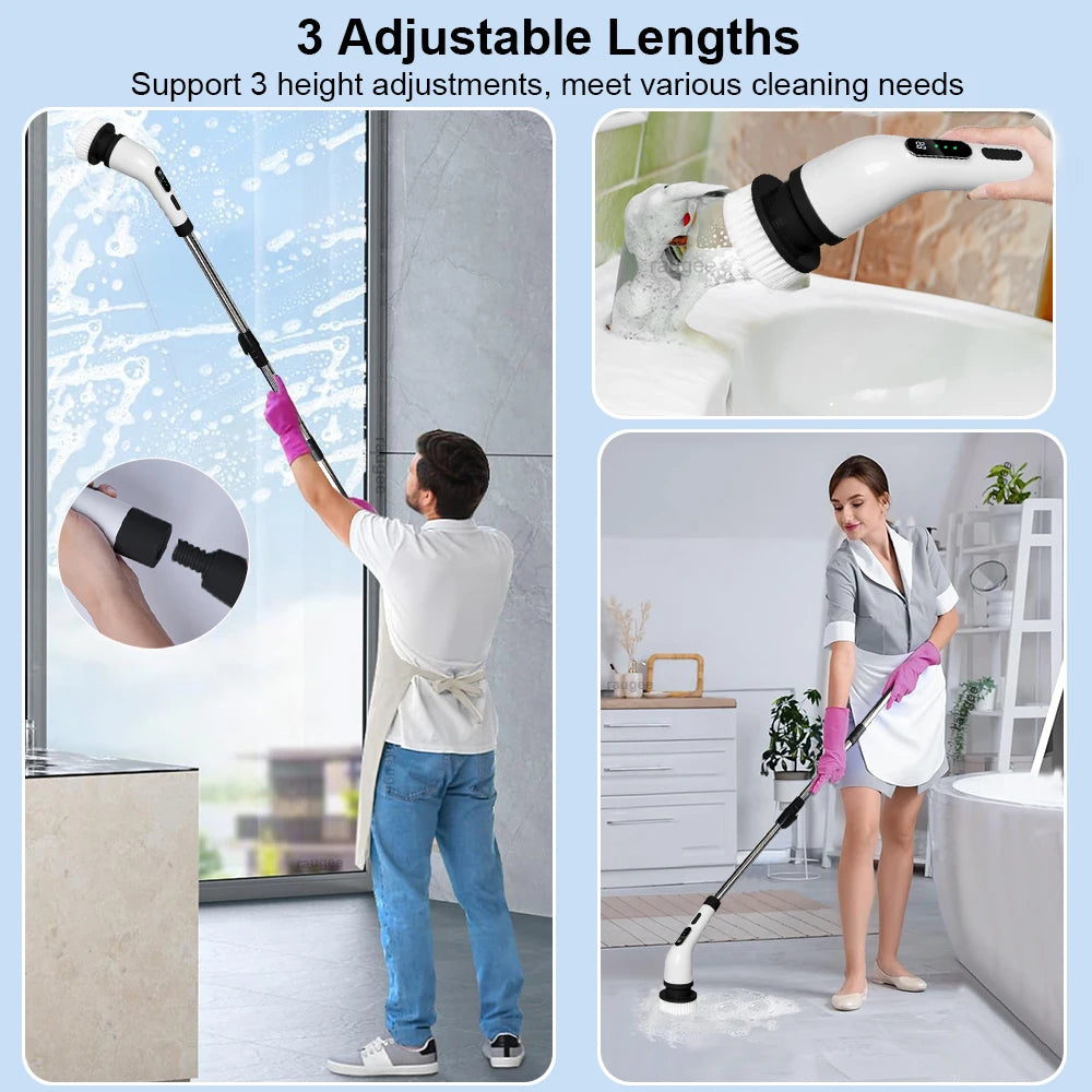 Electric Cleaning Brush 9 in 1 Multifunctional Wireless Handheld Household Kitchen Floor Bathroom Toilet 9 Heads Clean Scrubber