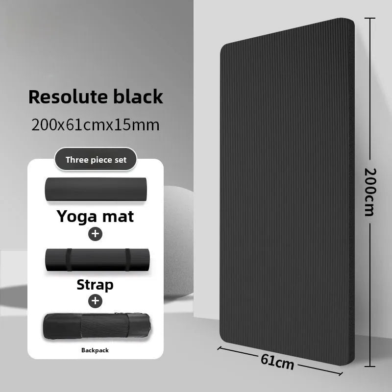 Men's Fitn Yoga Mat Thiened 20mm Wide Long Anti-slip Exercise Yoga Mat for Home Use l Rubber Pure Color Design