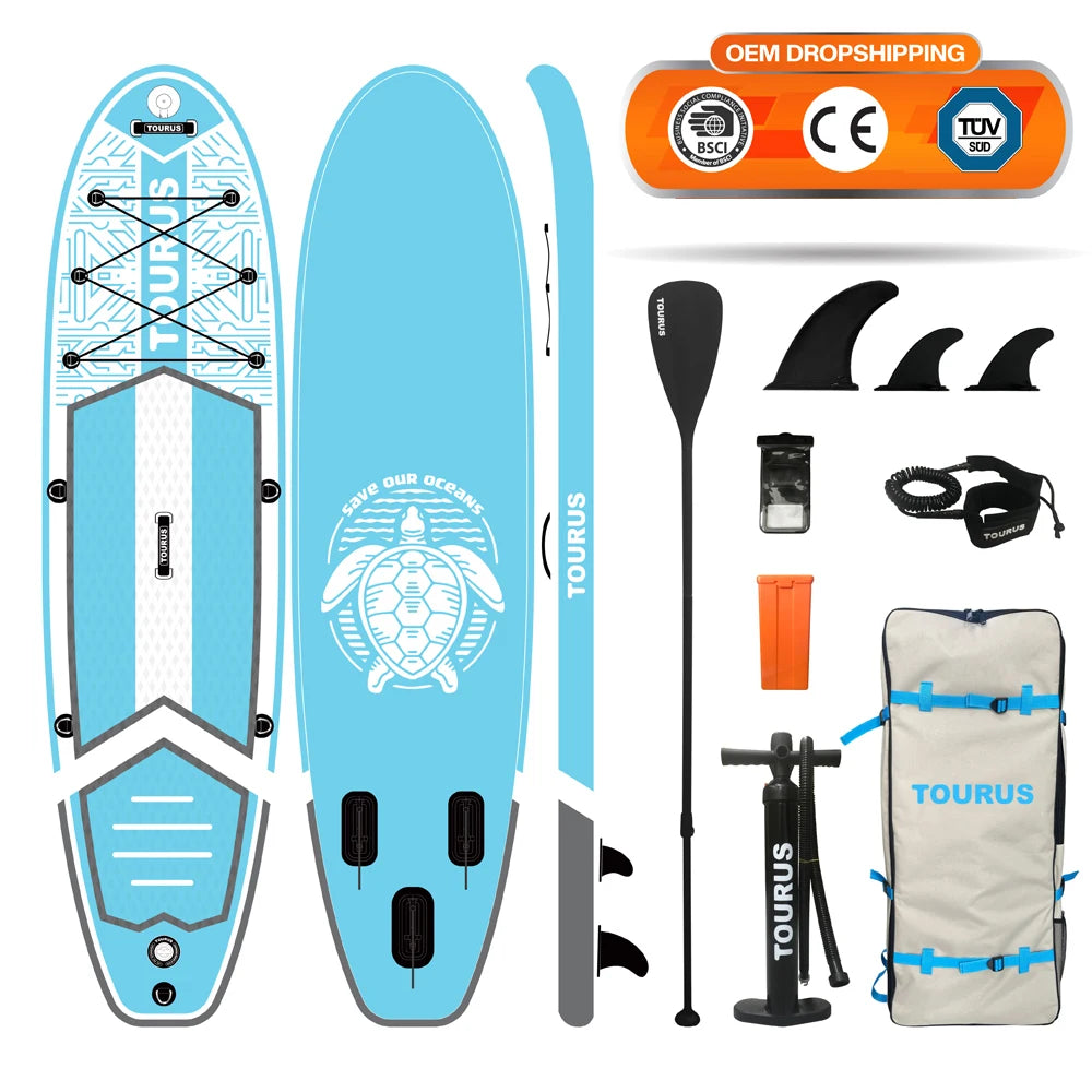 TOURUS  blue wood double layers sup boards melting inflatable stable stand up paddle board 11feet 33inch