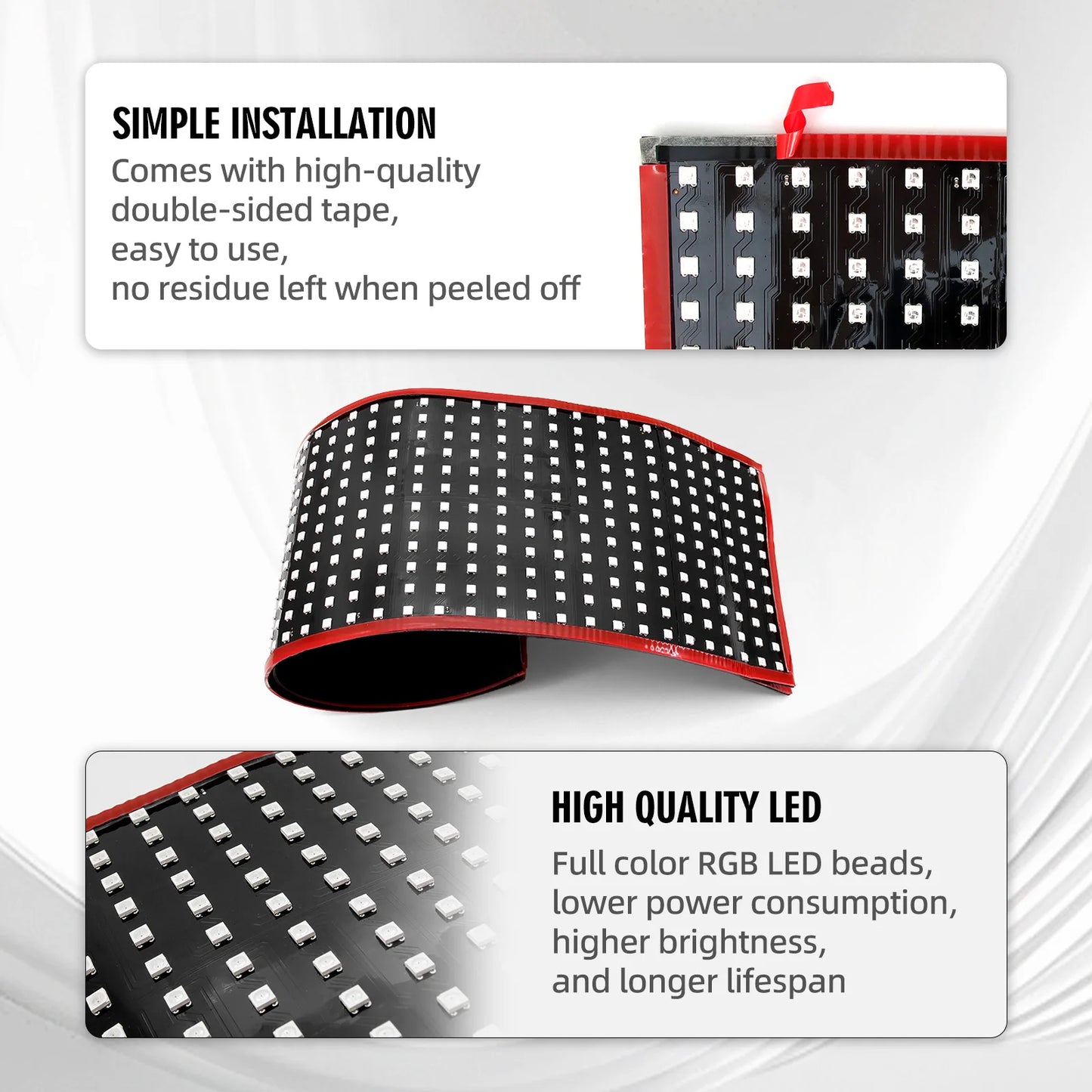 60/70/80CM LED Pixel Panel Light Remote Control Soft Foldable Lighting Scrolling For Truck Car Devil Eye  For Board Windshield