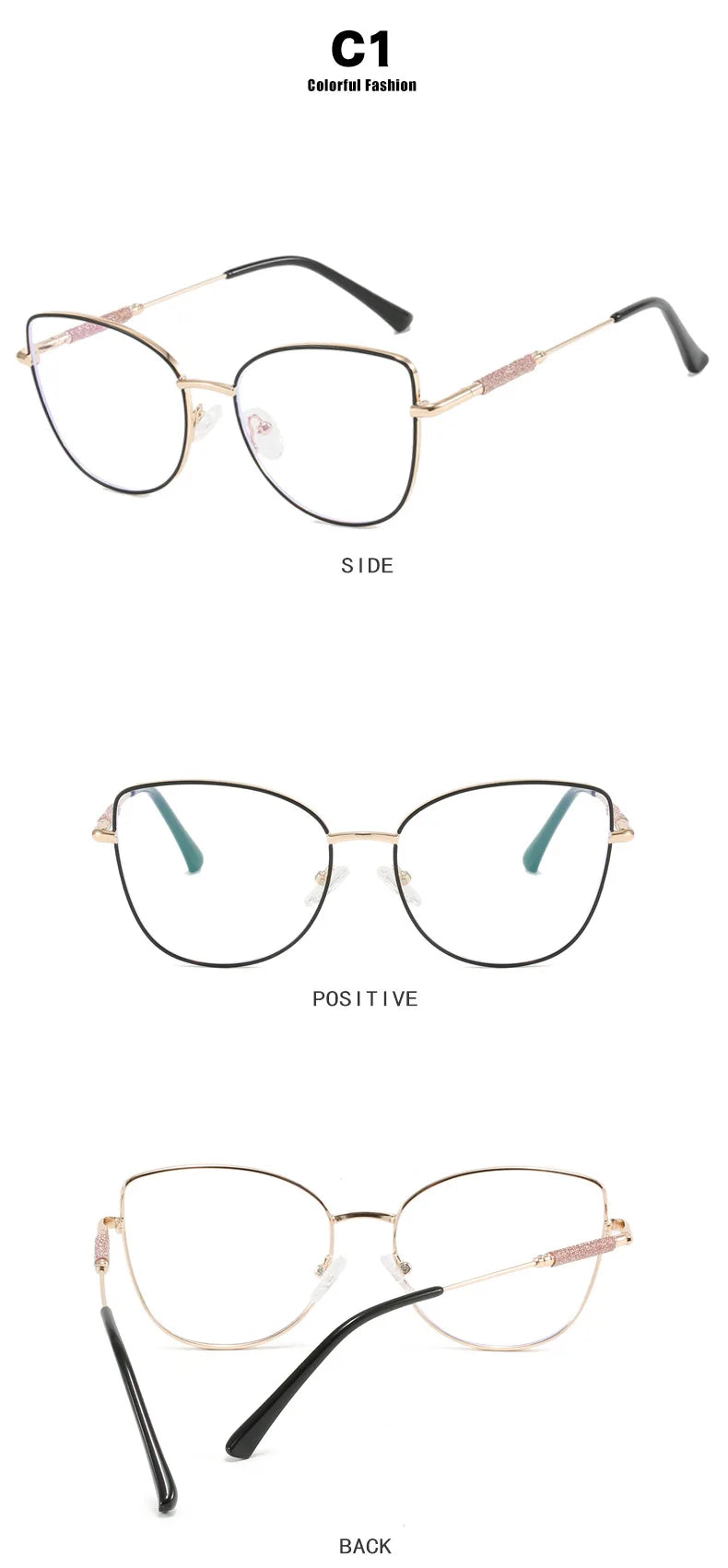 New Fashion Brand Design Cat Eye Photochromism Prescription Reading Glasses Women Anti Blue Light Frame Clear Hyperopia Eyewear