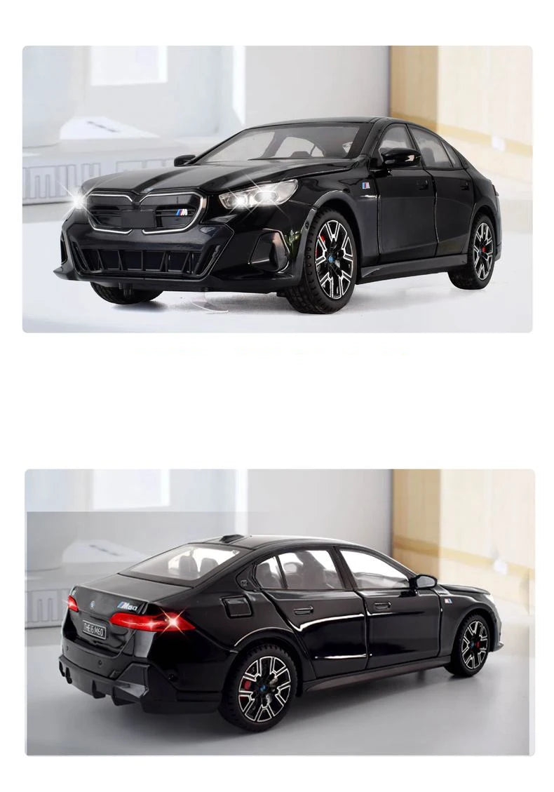 1:24 BMW i5 M60 Coupe Alloy Car Model Diecasts Metal Limousine Pure Electric Vehicles Car Model Simulation Sound Light Kids Gift