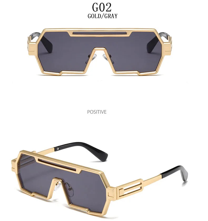 Heavy Metal Steampunk Sunglasses For Men Square Vintage Punk Fashion Glasses Retro Gafas De Sol Hombre Lunette De Soleil Homme